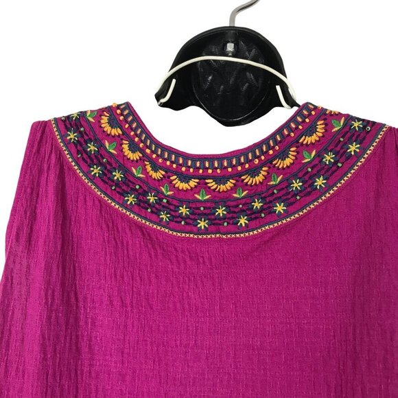 Anthropologie Akemi Kin Vizela Embroidered With Beading Pink Top Size S - Picture 6 of 8